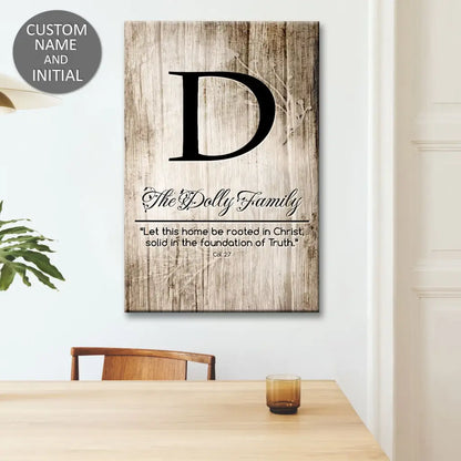 Personalized 'Let This Home Be Rooted in Christ' Wall Art Canvas with Custom Family Name & Initial