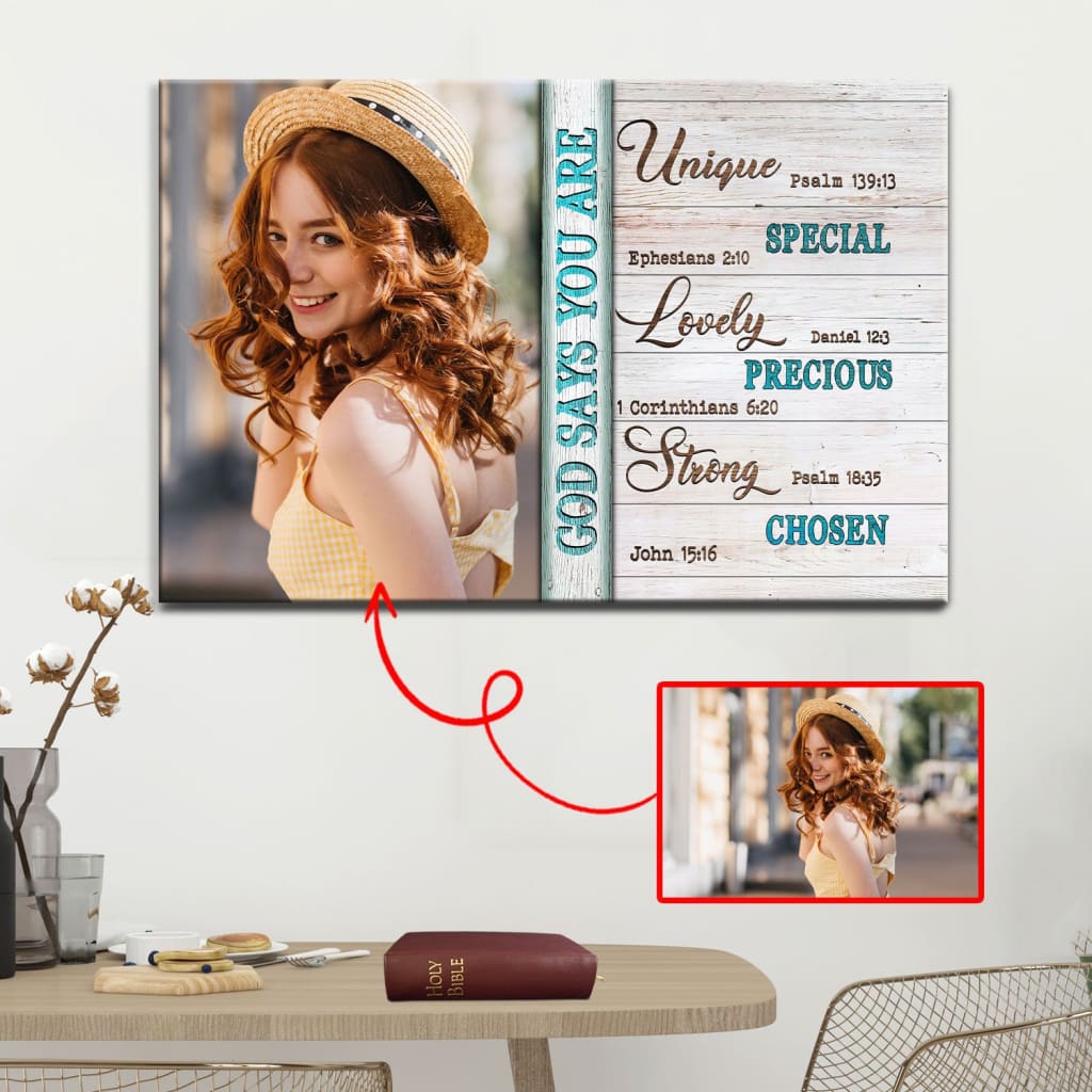 Personalized, God Says You Are, Christian Wall Art Canvas With Custom Photo