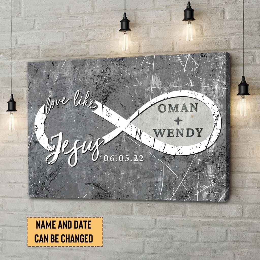 Personalized, Love Like Jesus Wall Art Canvas Print With Custom Names and Date