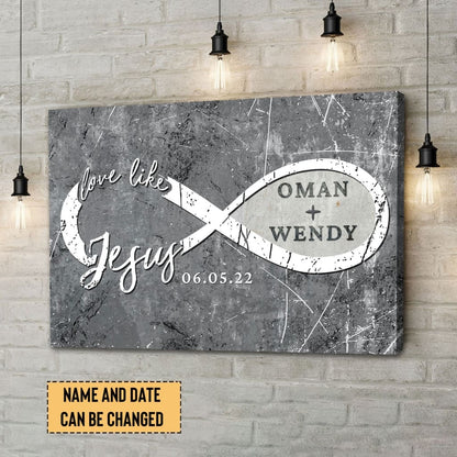 Personalized, Love Like Jesus Wall Art Canvas Print With Custom Names and Date
