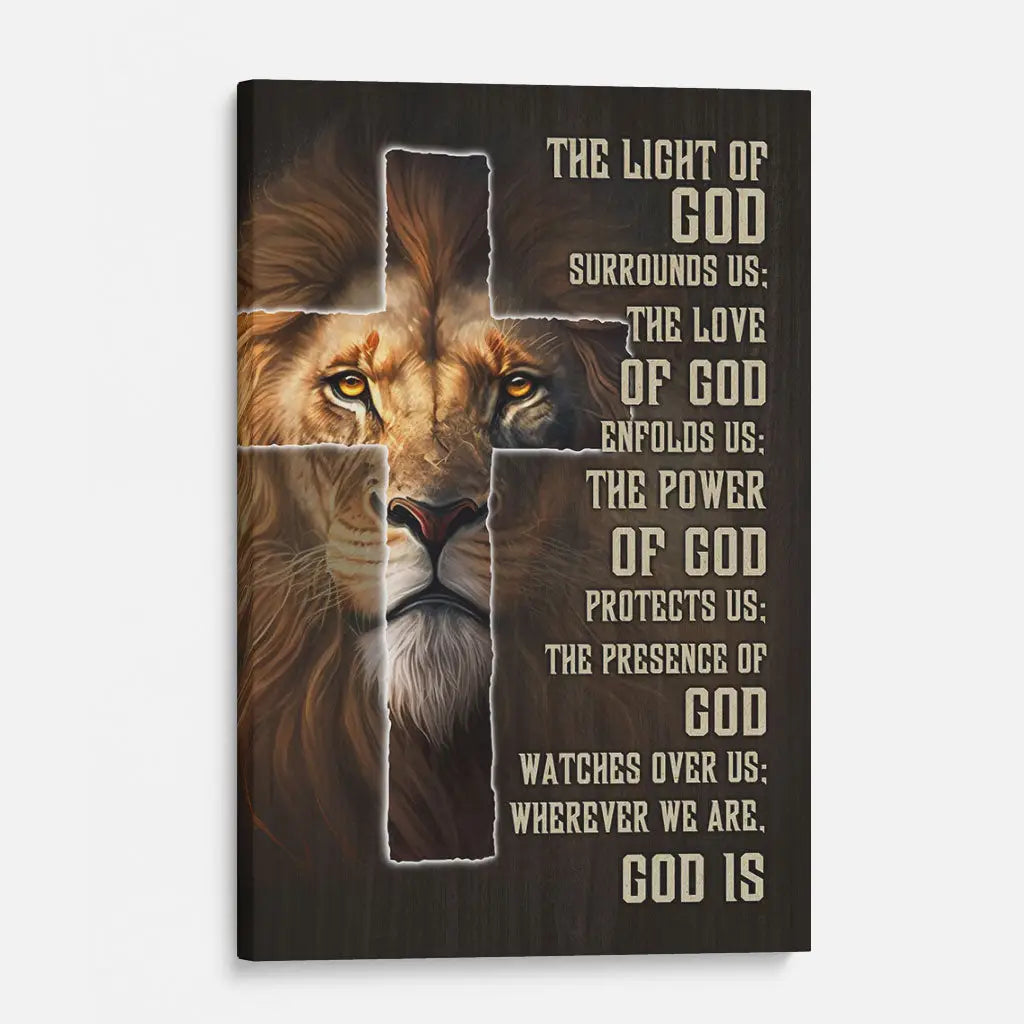 Prayer for Protection Canvas – Lion of Judah Christian Wall Art