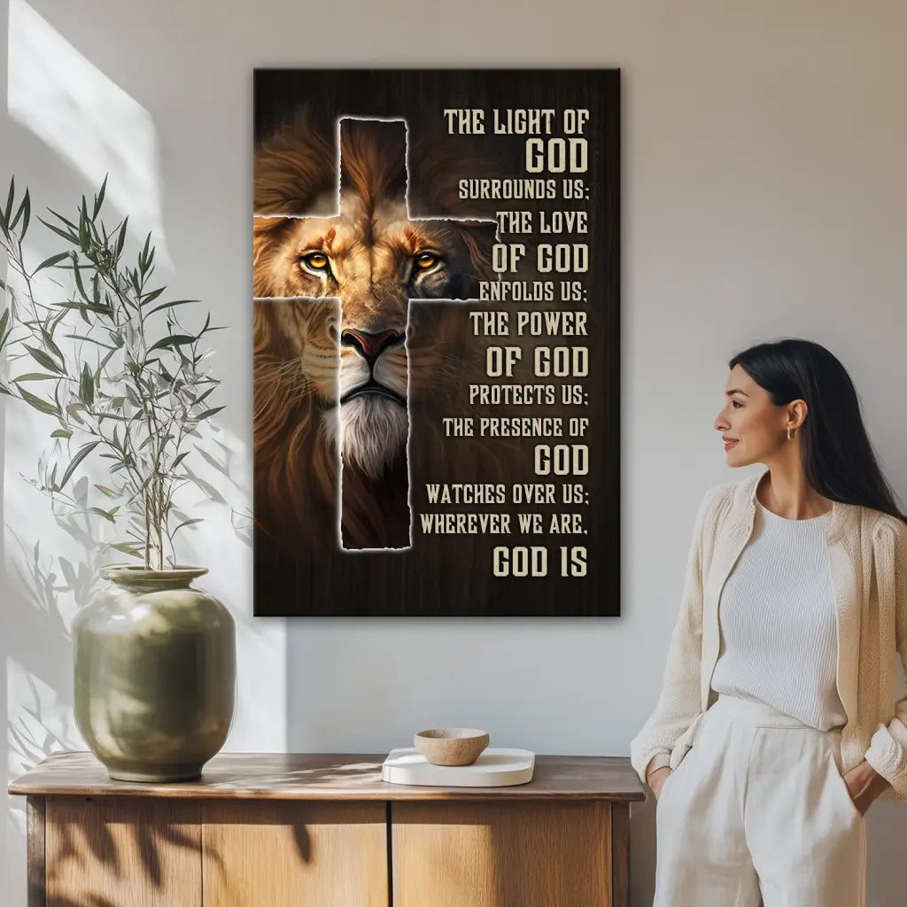 Prayer for Protection Canvas – Lion of Judah Christian Wall Art
