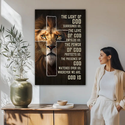 Prayer for Protection Canvas – Lion of Judah Christian Wall Art
