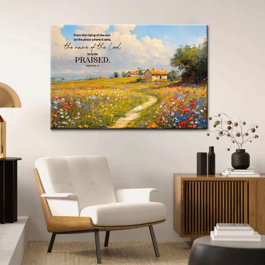 Psalm 113:3 From The Rising Of The Sun Bible Verse Wall Art Canvas