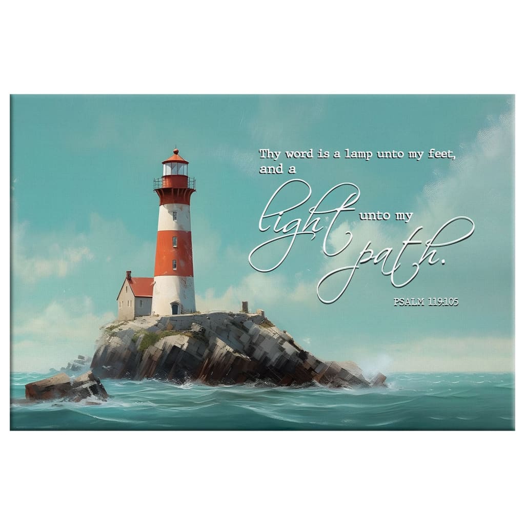 Lighthouse, Psalm 119:105 Thy Word Is A Lamp Wall Art Canvas