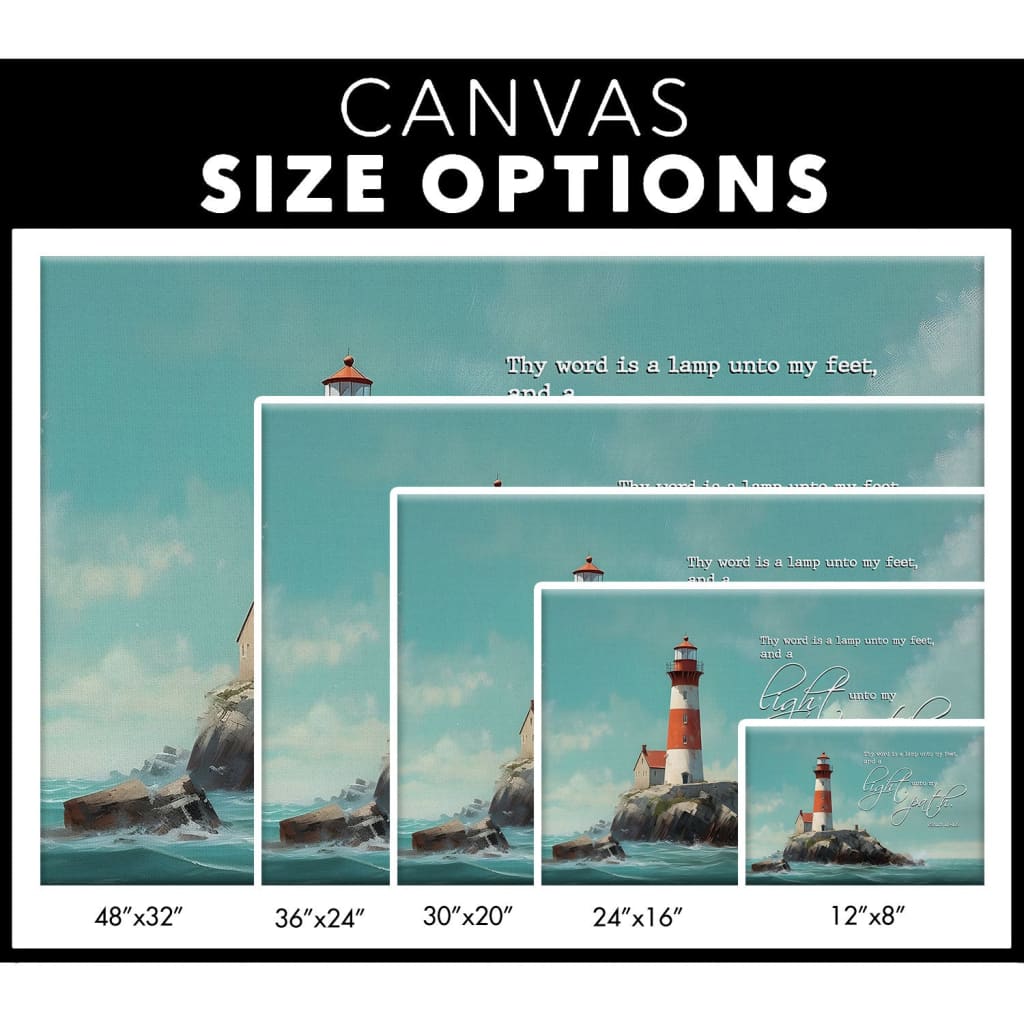 Lighthouse, Psalm 119:105 Thy Word Is A Lamp Wall Art Canvas