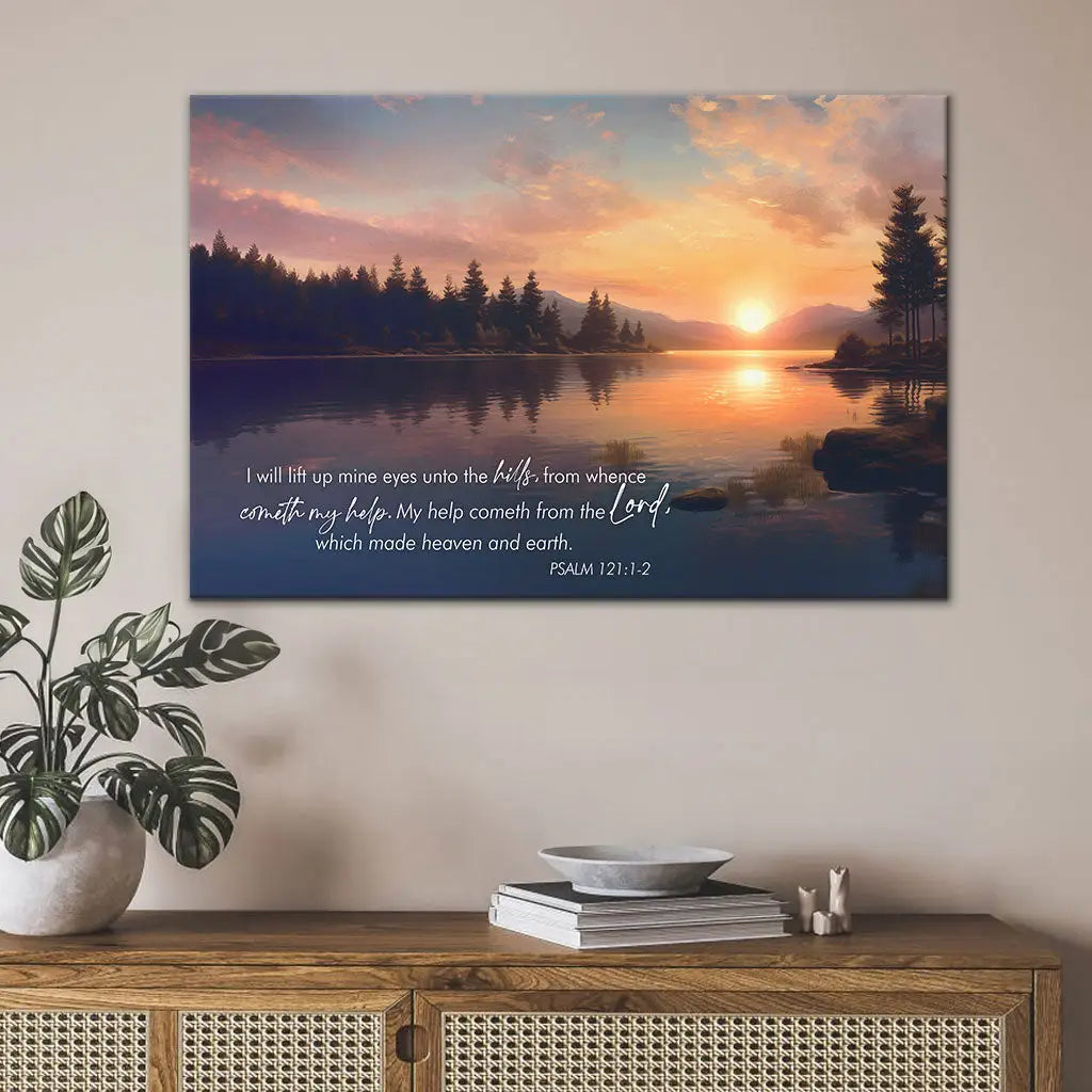 Psalm 121:1-2 My Help Cometh From The Lord Wall Art Canvas