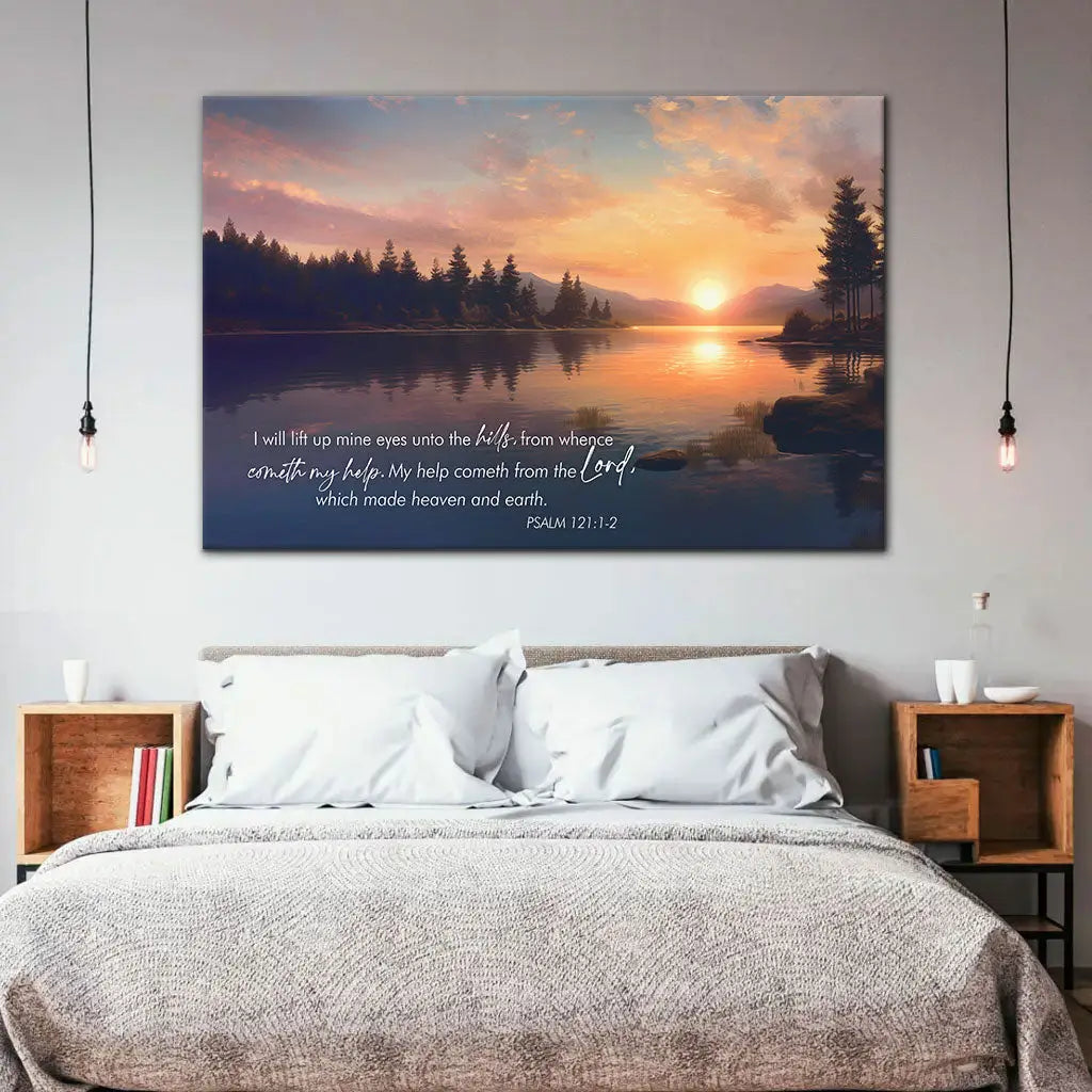 Psalm 121:1-2 My Help Cometh From The Lord Wall Art Canvas