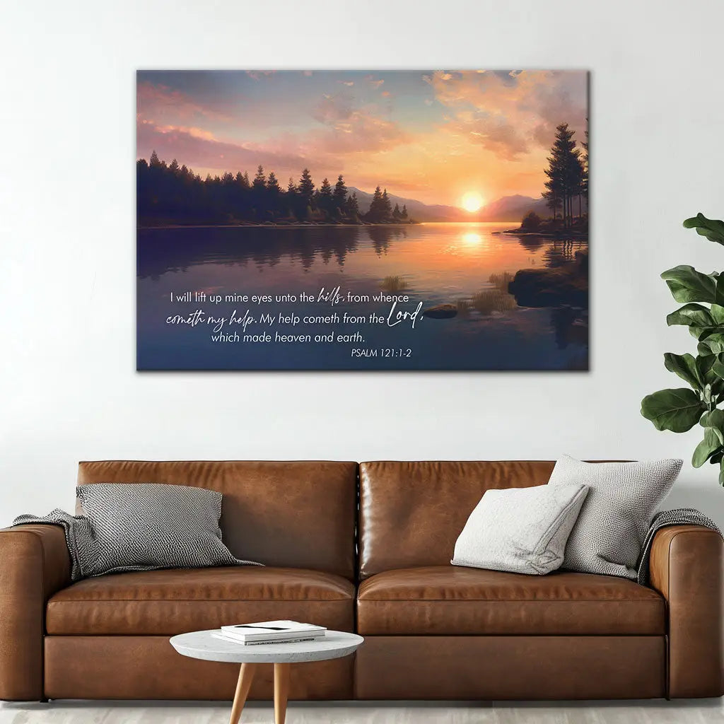 Psalm 121:1-2 My Help Cometh From The Lord Wall Art Canvas