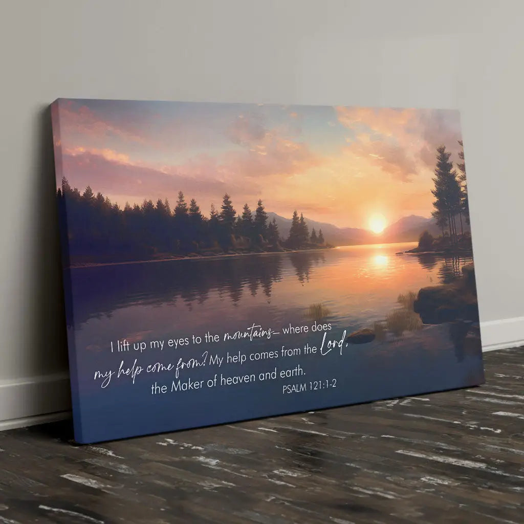 Psalm 121:1-2 My Help Cometh From The Lord Wall Art Canvas