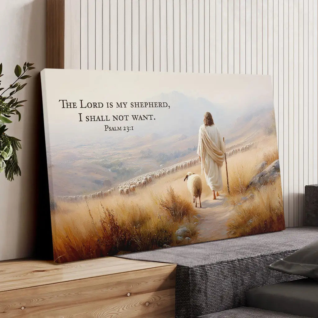 Psalm 23 KJV The Lord Is My Shepherd I Shall Not Want Wall Art Canvas