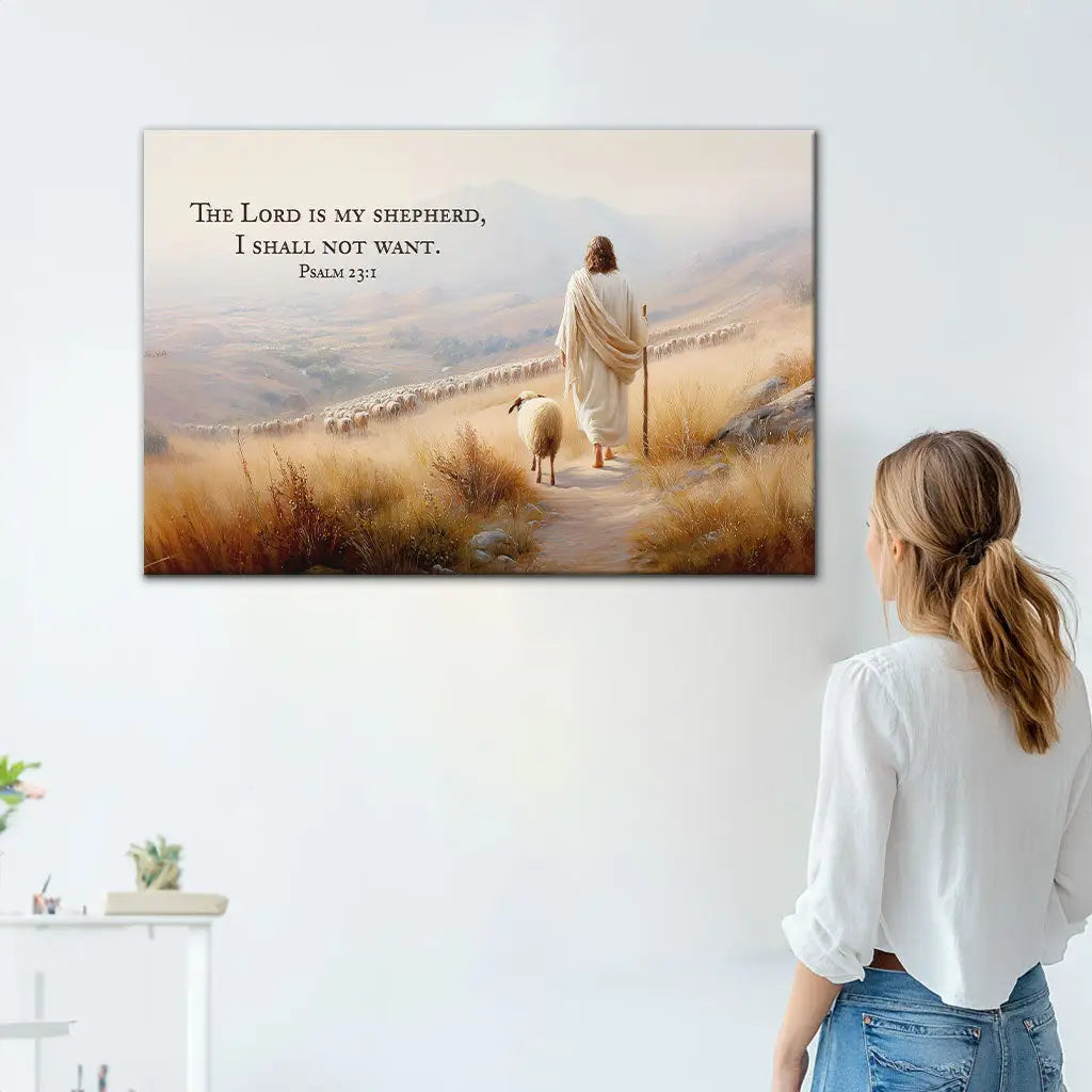 Psalm 23 KJV The Lord Is My Shepherd I Shall Not Want Wall Art Canvas