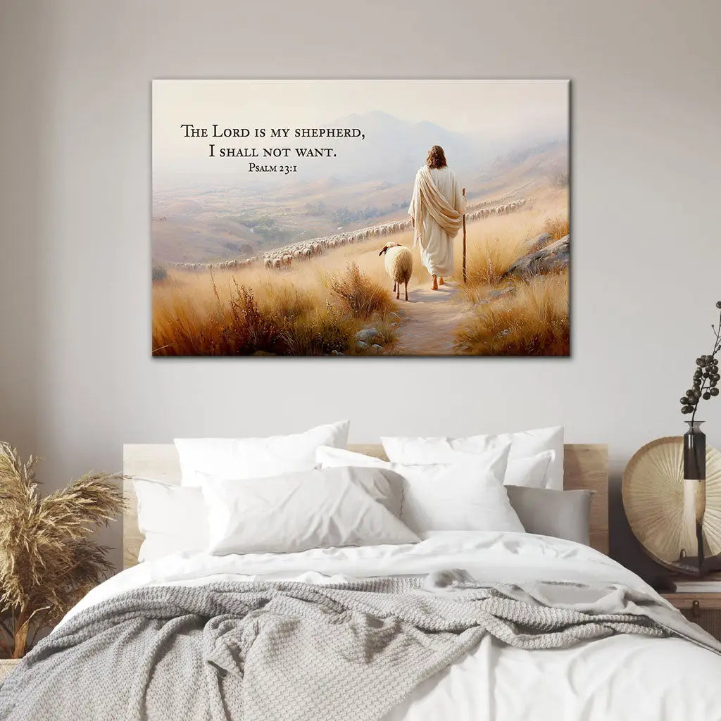 Psalm 23 KJV The Lord Is My Shepherd I Shall Not Want Wall Art Canvas