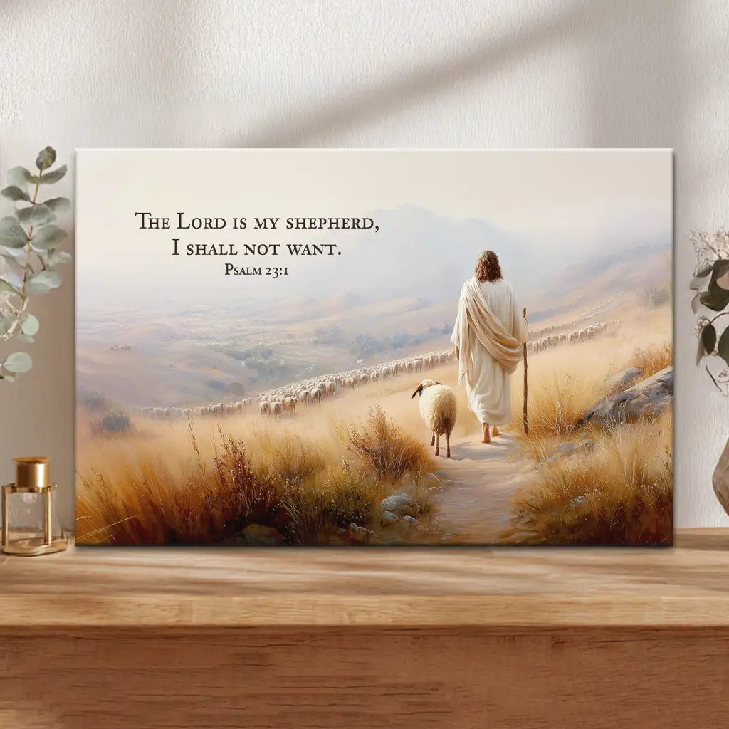 Psalm 23 KJV The Lord Is My Shepherd I Shall Not Want Wall Art Canvas
