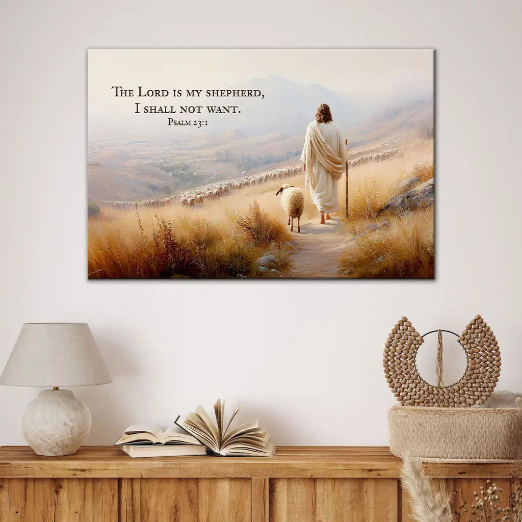 Psalm 23 KJV The Lord Is My Shepherd I Shall Not Want Wall Art Canvas