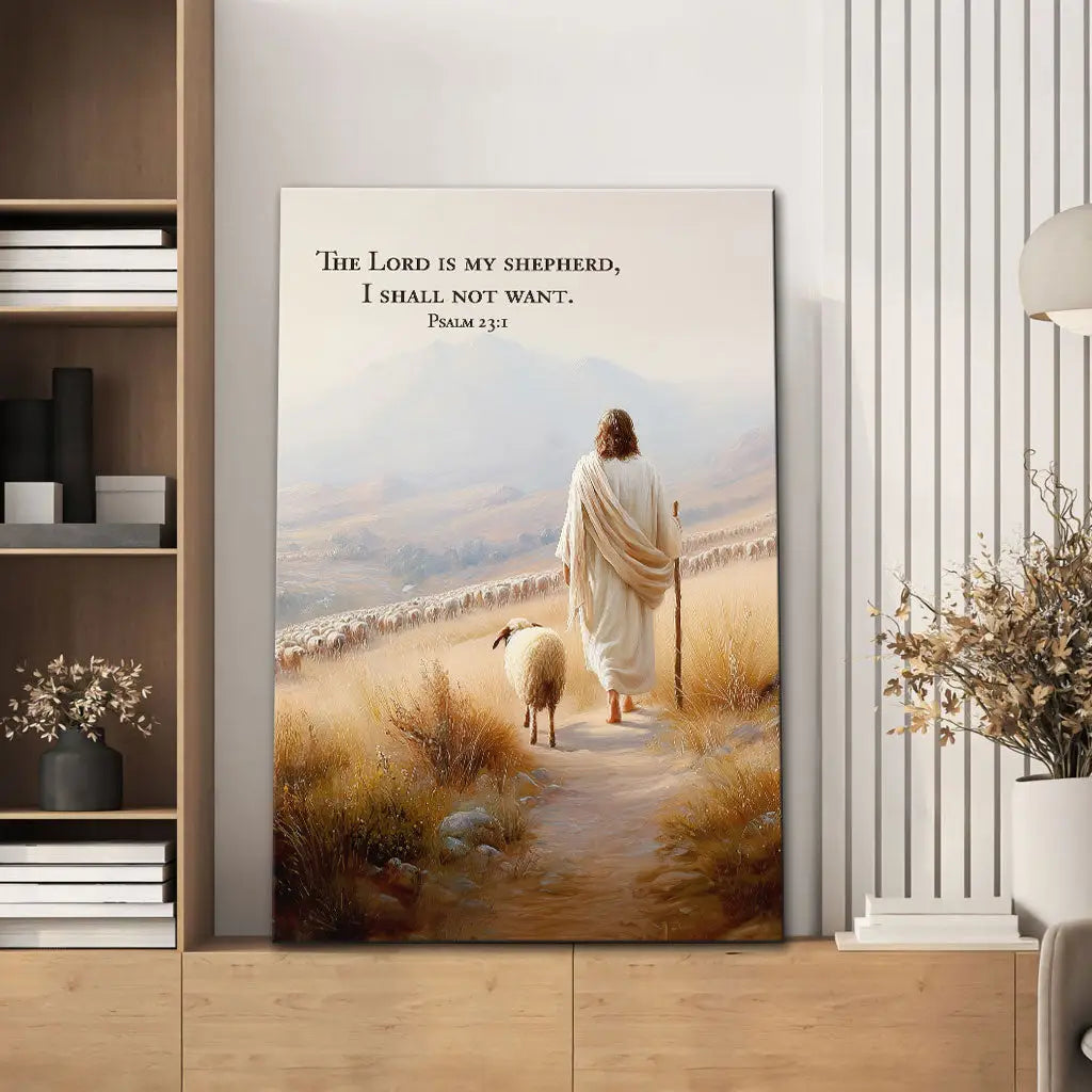 Psalm 23 KJV The Lord Is My Shepherd I Shall Not Want Wall Art Canvas
