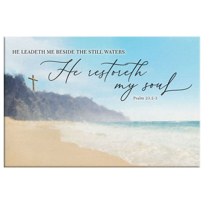 Psalm 23:2-3 KJV He Leadeth Me Beside The Still Waters Wall Art Canvas