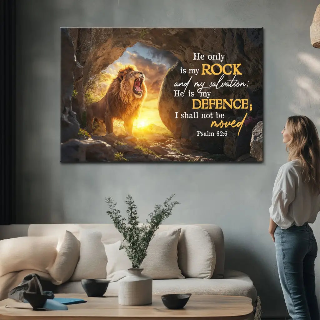 Psalm 62:6 KJV He Only is My Rock and My Salvation Wall Art Canvas