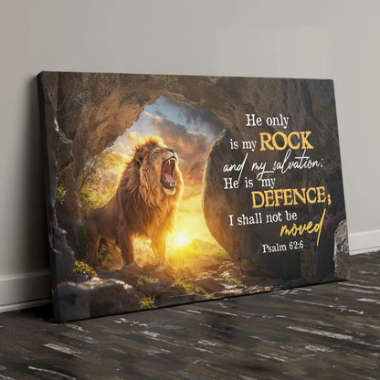 Psalm 62:6 KJV He Only is My Rock and My Salvation Wall Art Canvas