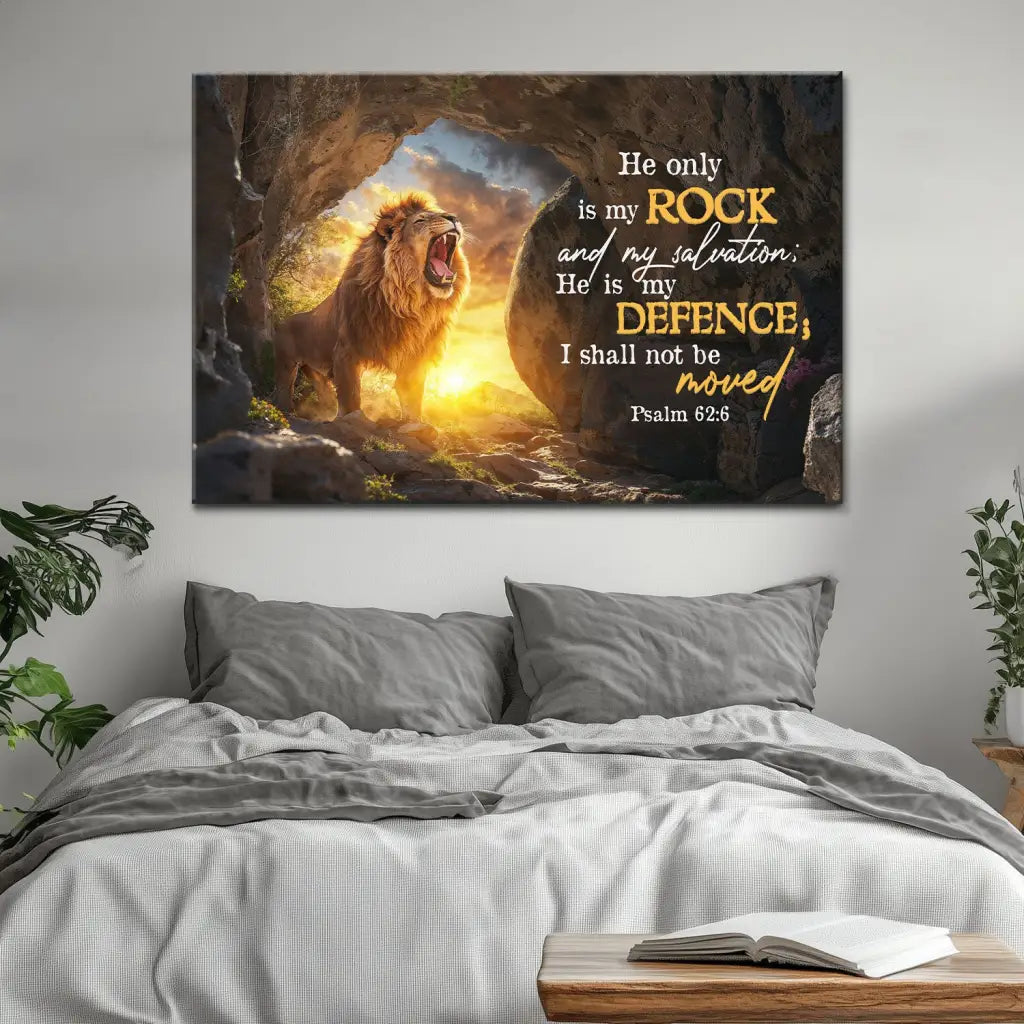 Psalm 62:6 KJV He Only is My Rock and My Salvation Wall Art Canvas