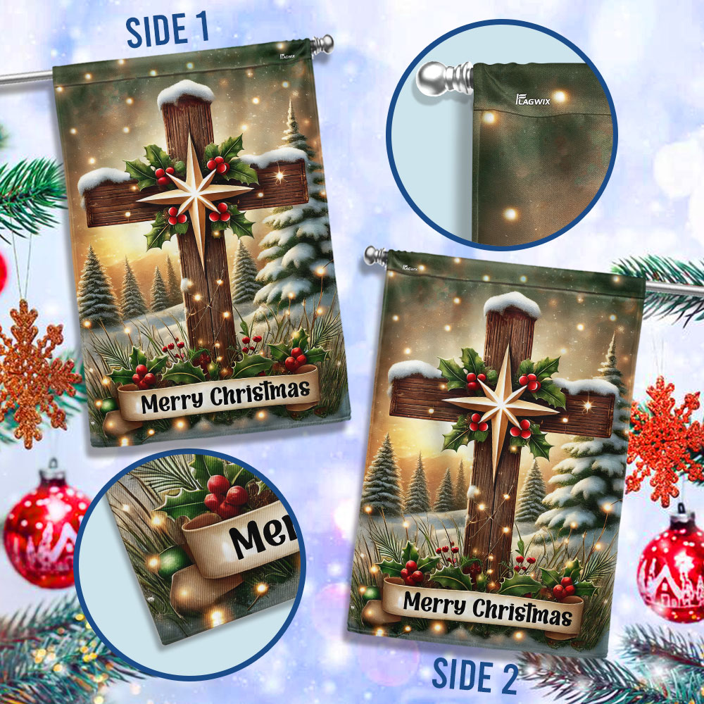 Christian Cross Merry Christmas Jesus Flag