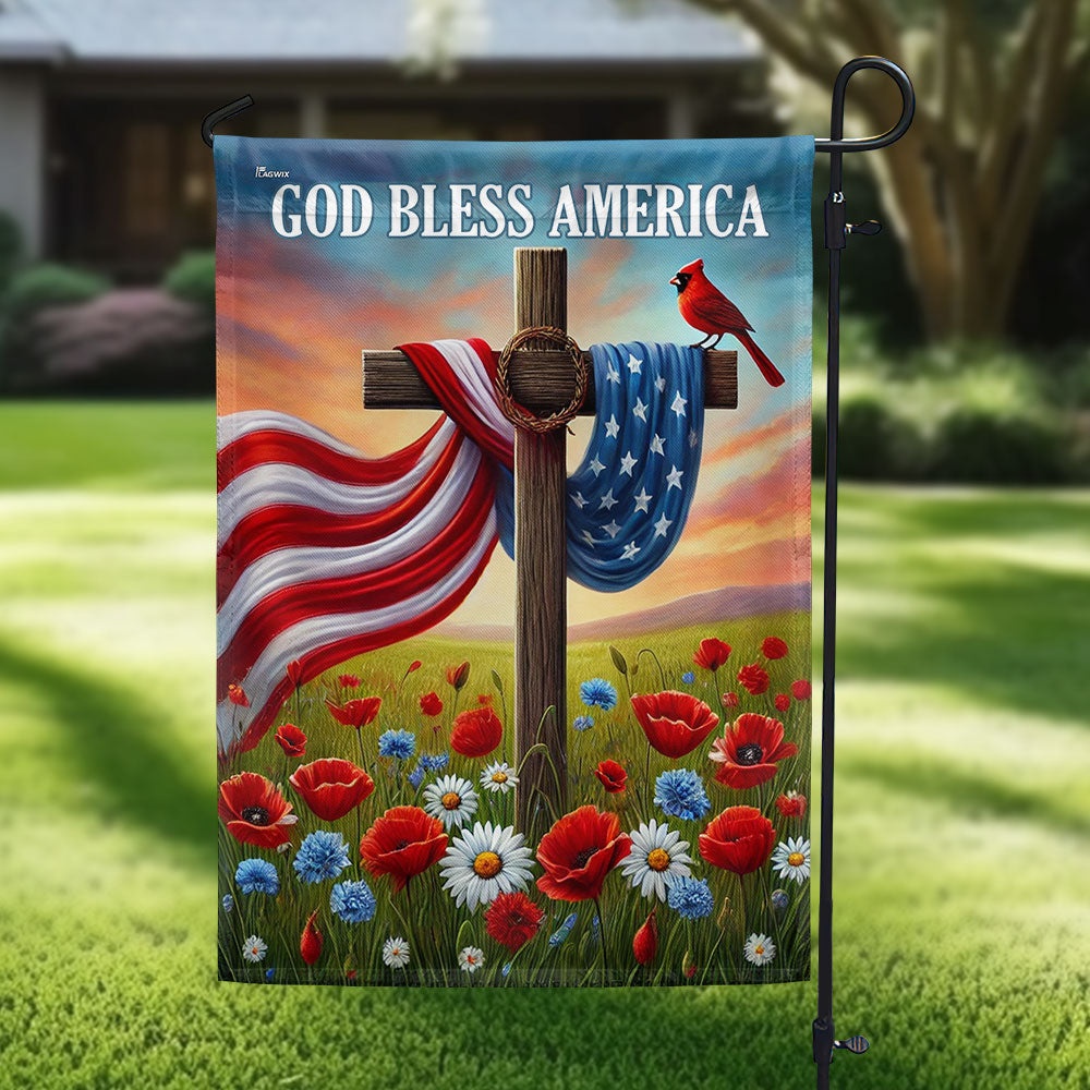 Flagwix American Flag - Christian Cross Independence Day God Bless America Flag