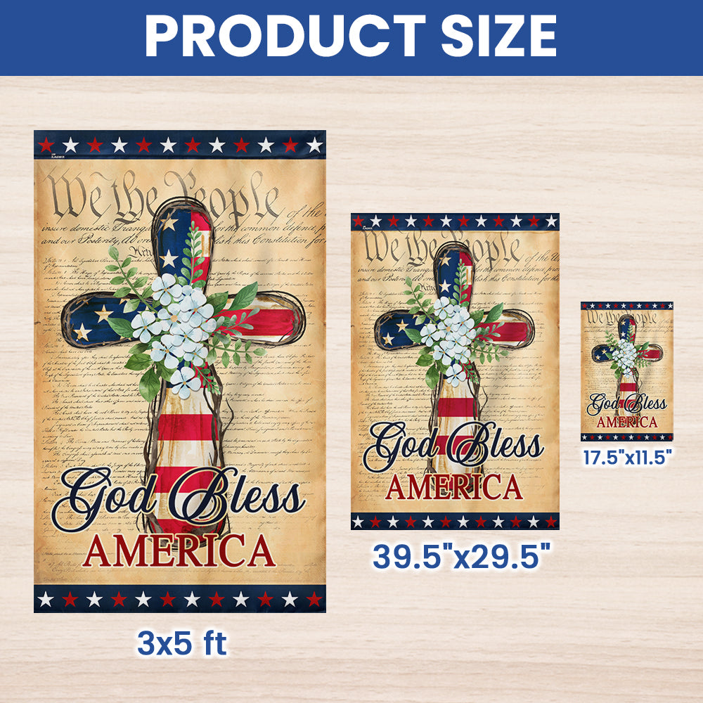Flagwix American Flag - Patriotic God Bless America 4th of july Christian Cross Flag