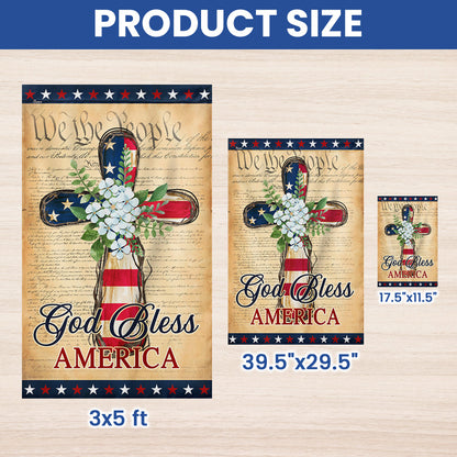 Flagwix American Flag - Patriotic God Bless America 4th of july Christian Cross Flag