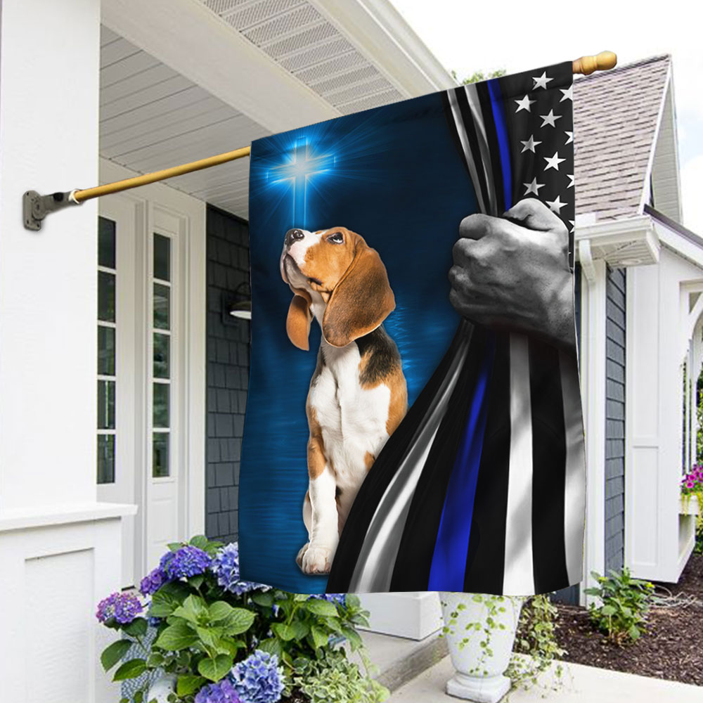 Police Flag Christian Cross Beagle Thin Blue Line Police FlagTRL288Fv7