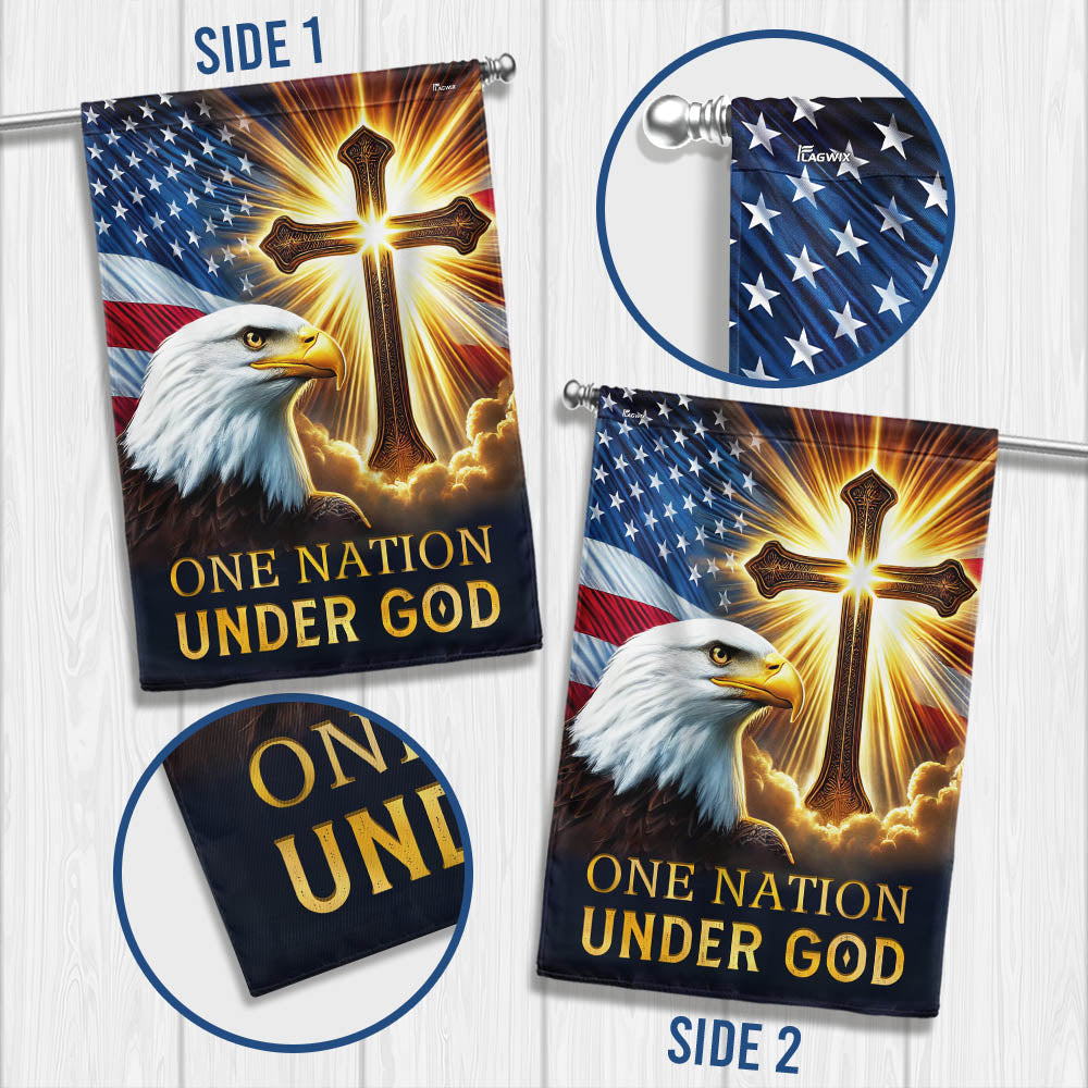 Eagle Patriot Christian Cross One Nation Under God Flag