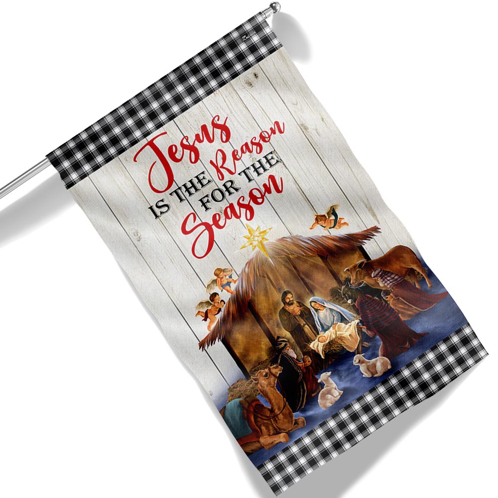 Holy Family Nativity of Jesus Christmas Flag Jesus Is The Reason For The Season Flag