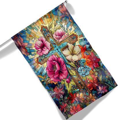 FLAGWIX  Christian Jesus Cross Divine Cross Floral Flag
