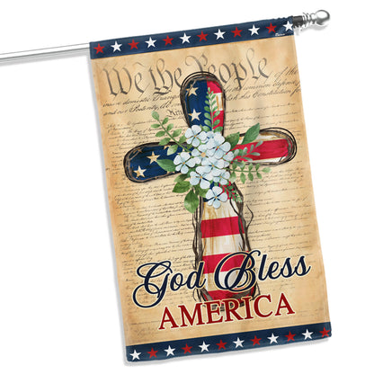 Flagwix American Flag - Patriotic God Bless America 4th of july Christian Cross Flag