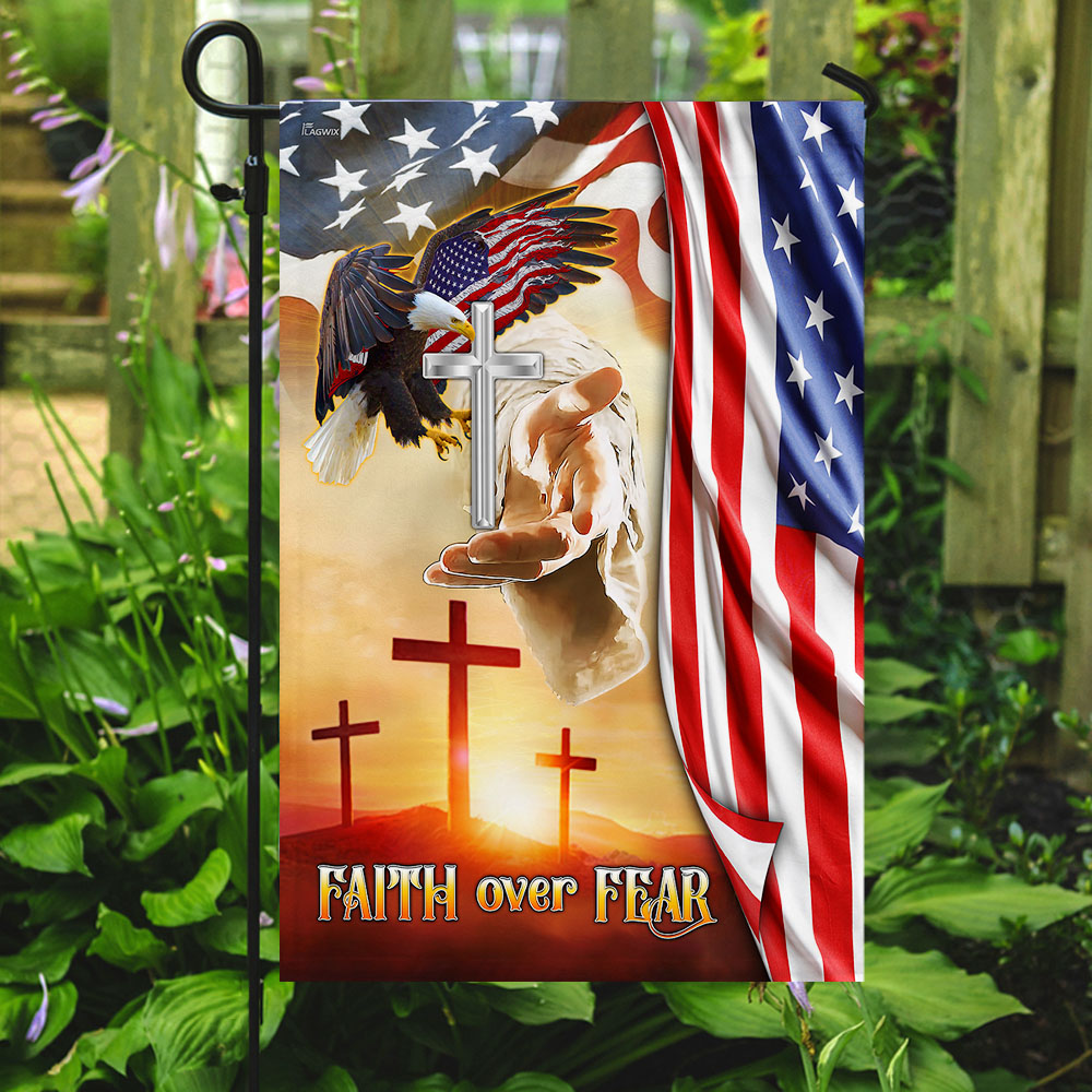 Faith Over Fear Jesus Cross Flag