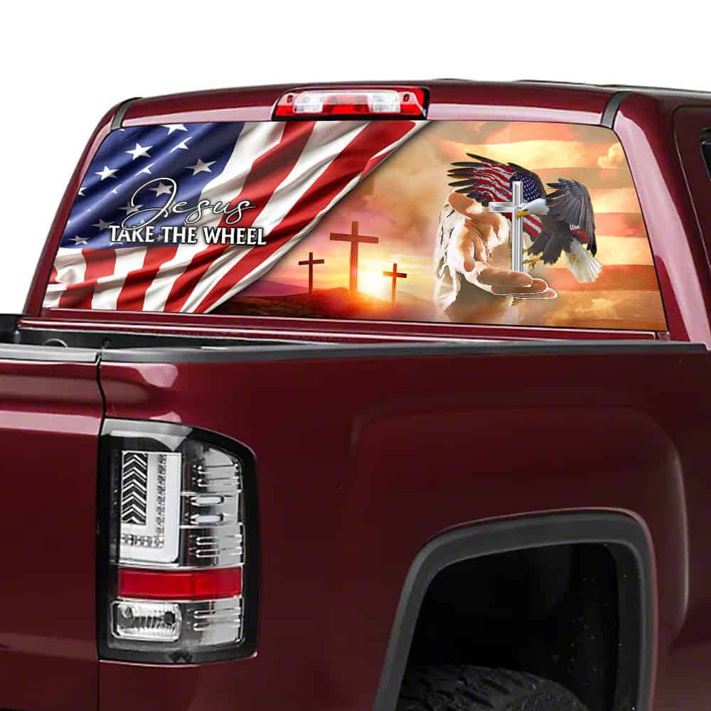 Jesus Take The Wheel Eagle Rear Window Decal