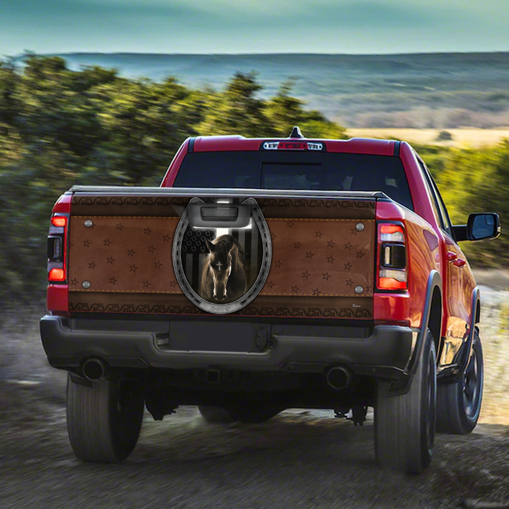 Horse Truck Tailgate Sticker Jesus And Black Horse BNT288TDv2