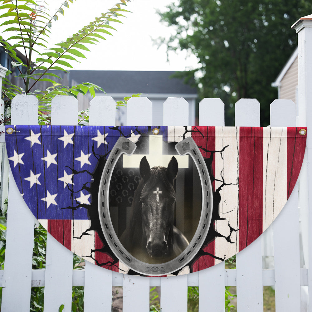 Flagwix American Flag - Happy 4th of july, Christian Patriotic Horse American Non-Pleated Fan Flag