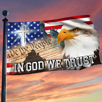 In God We Trust, We The People, Christian Cross American Eagle Flag