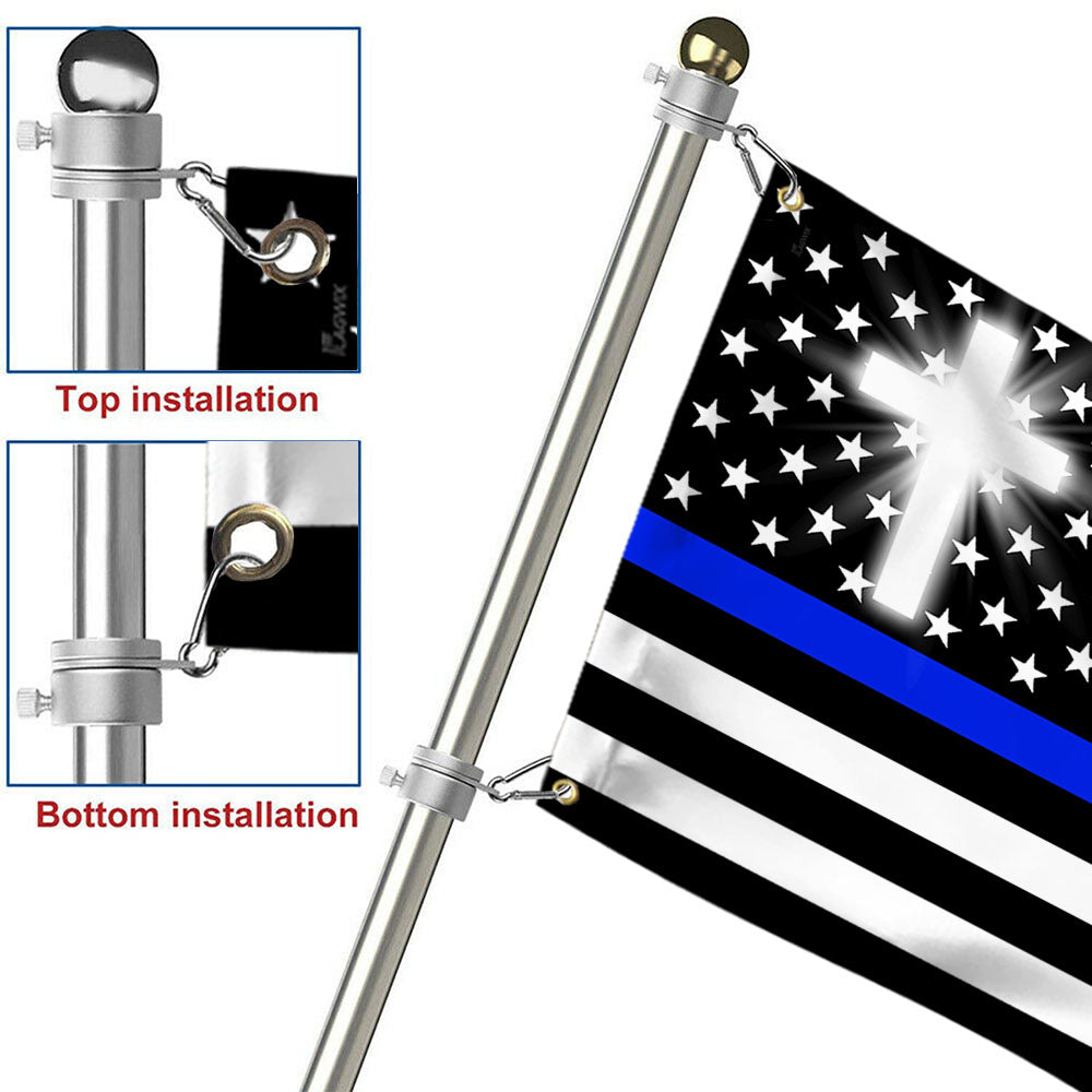 The Thin Blue Line Flag Christian Cross