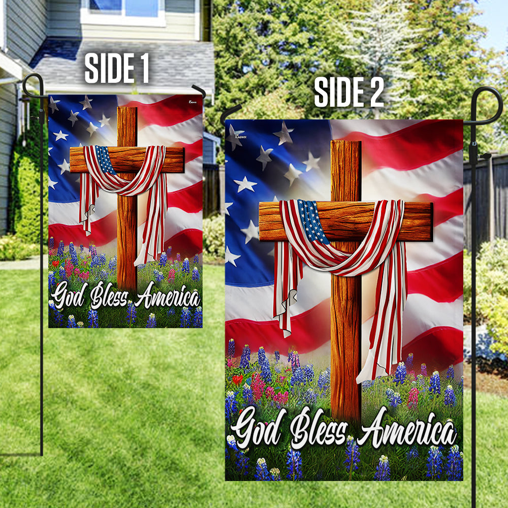 Jesus Christian Cross American Flag God Bless America Flag