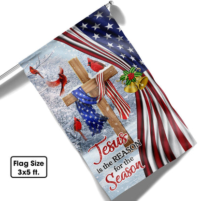 Jesus Christ Cross Flag  Jesus is The Reason for Season Christmas Flag MLN687Fv1