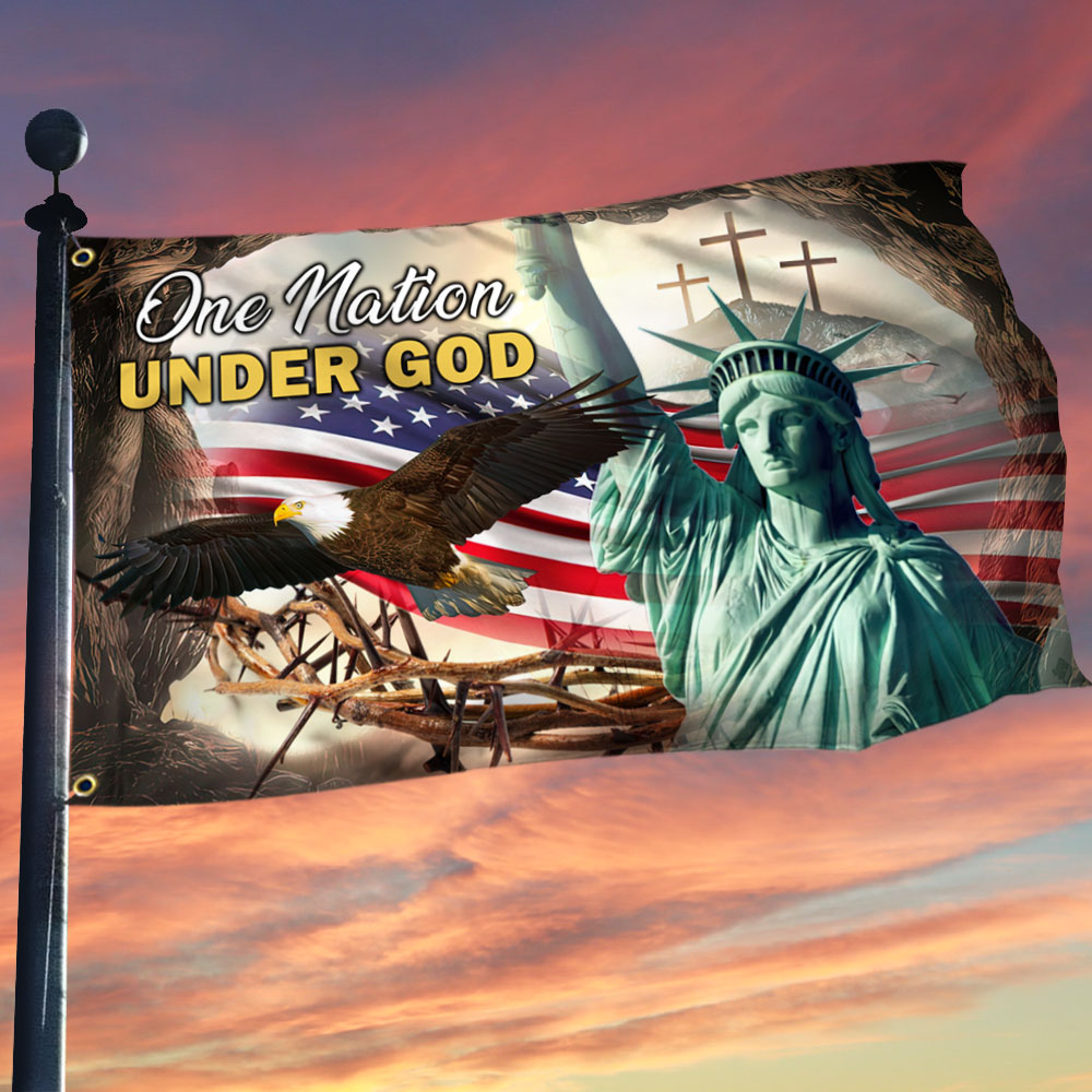 Christian Cross Grommet Flag One Nation Under God