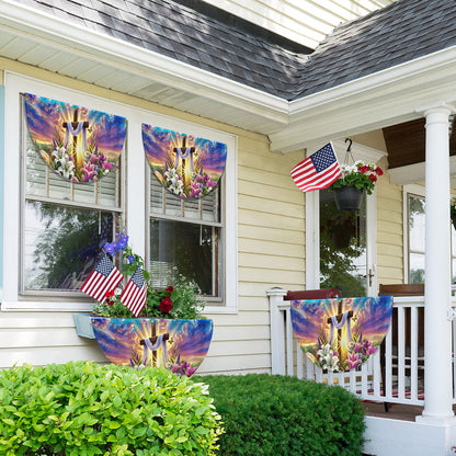Easter Christian Cross Non-Pleated Fan Flag