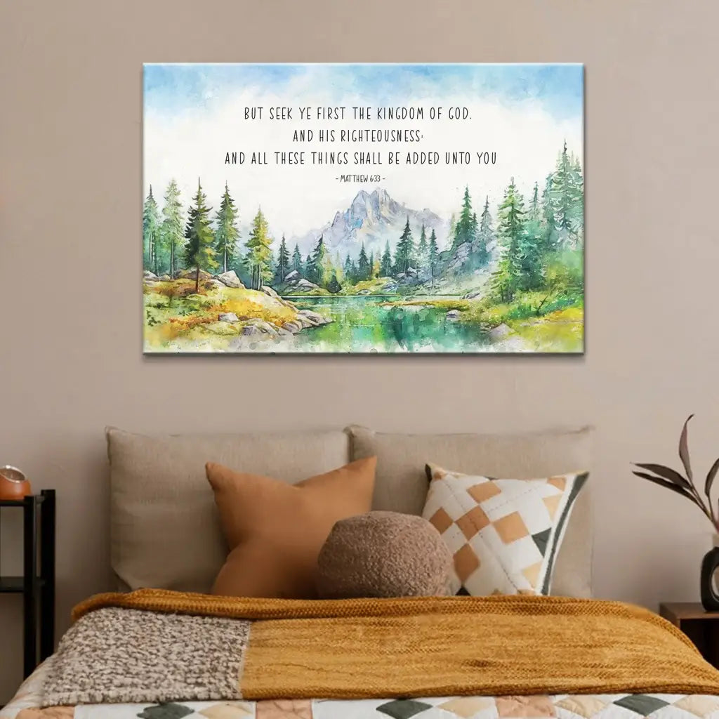 Seek First The Kingdom Of God Matthew 6:33 KJV Wall Art Canvas