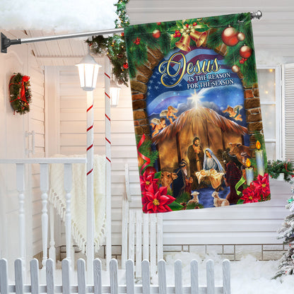 Nativity of Jesus Christmas Flag Jesus Is The Reason For The Season Flag