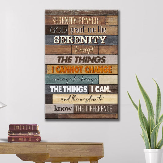 Serenity Prayer, Rustic, Christian Wall Art Canvas