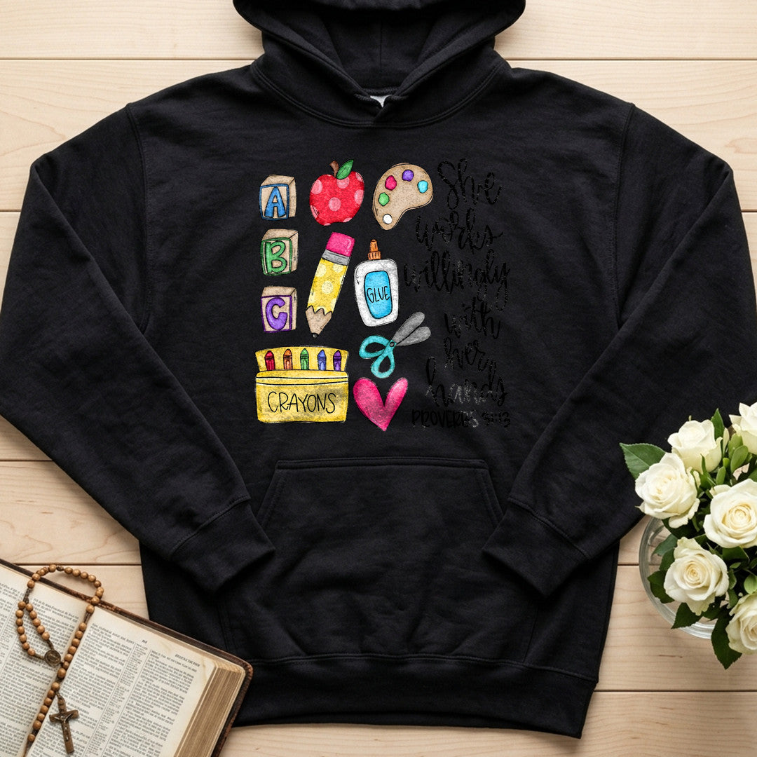 She Works Willingly With Her Hands Glue Crayons Proverbs 31.13 02