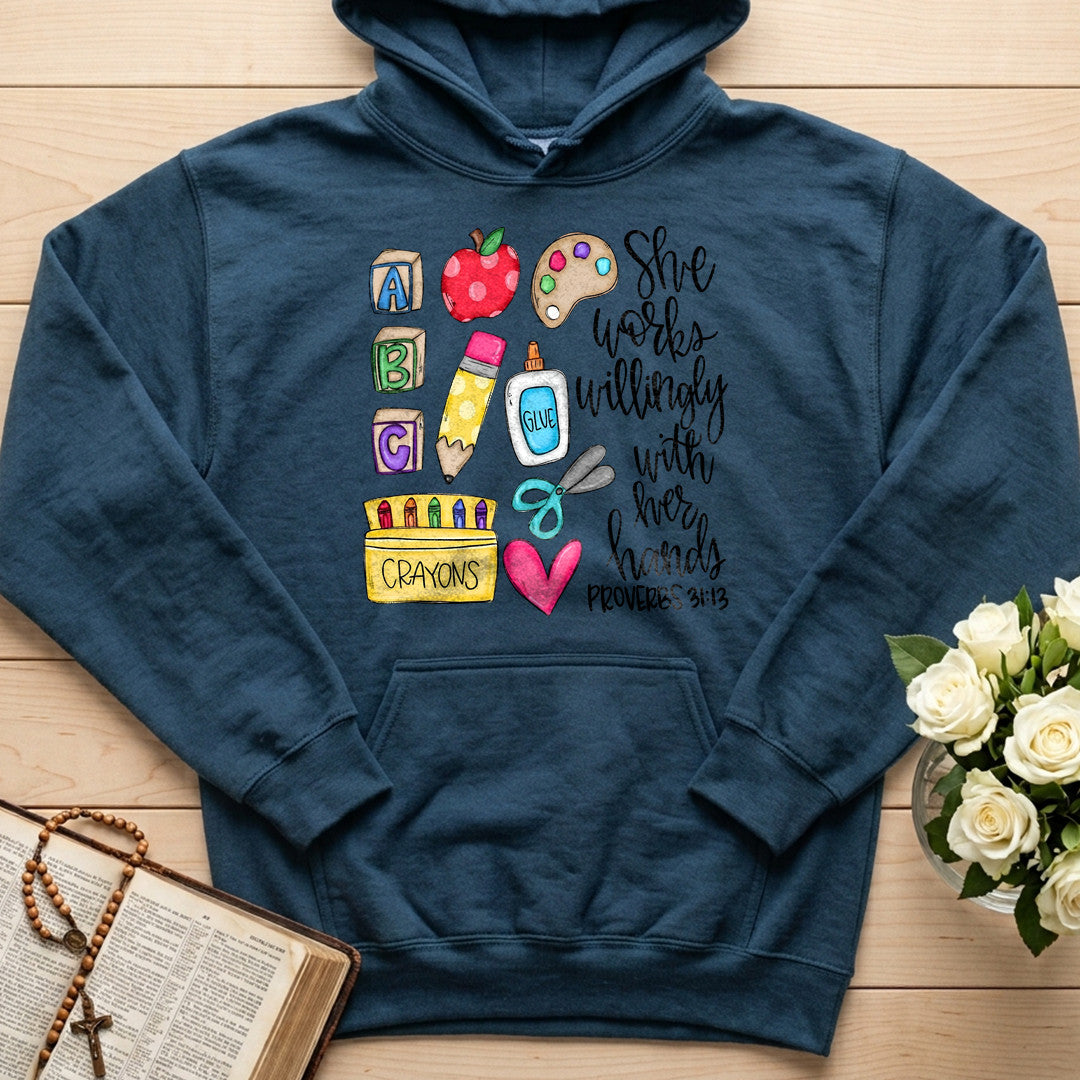 She Works Willingly With Her Hands Glue Crayons Proverbs 31.13 02