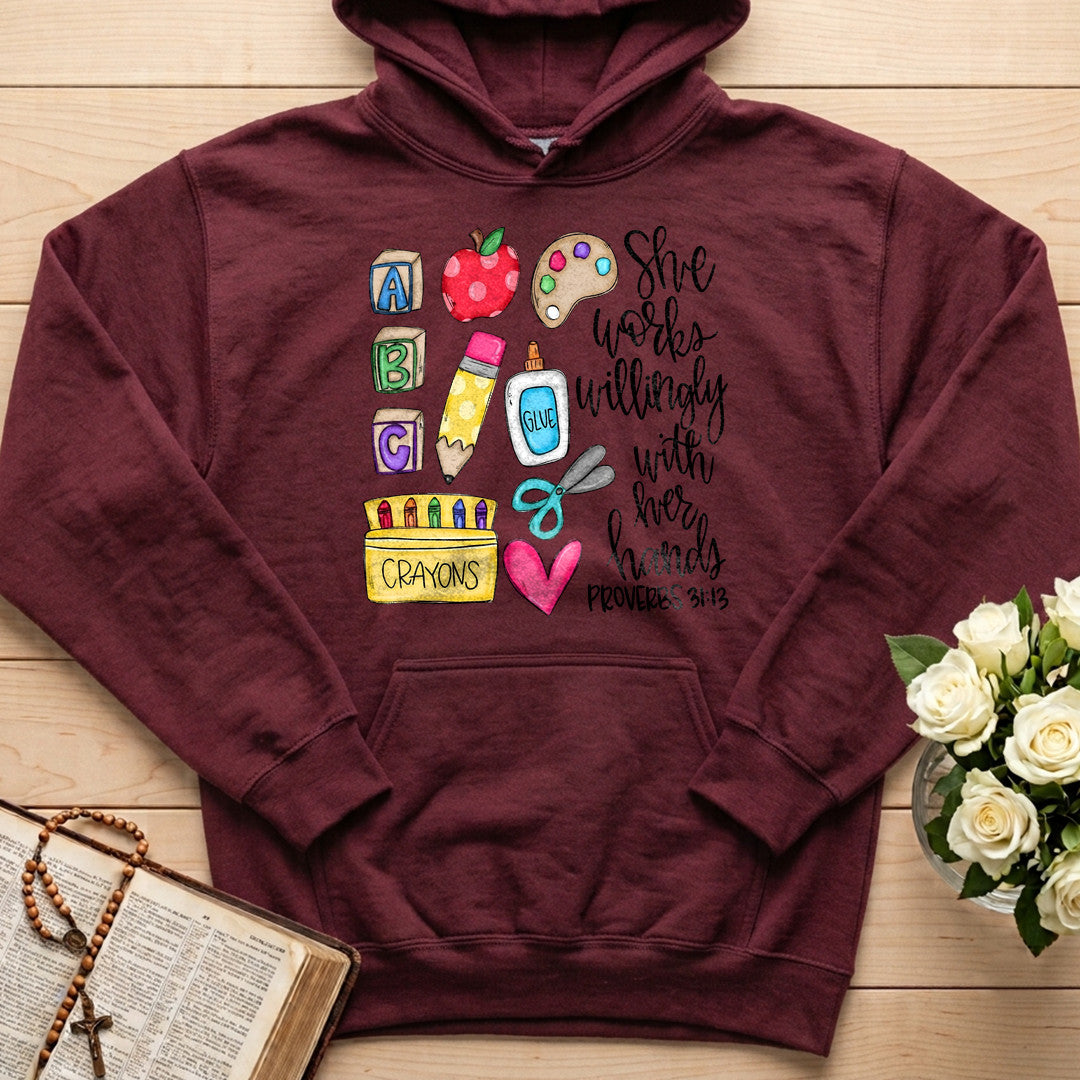 She Works Willingly With Her Hands Glue Crayons Proverbs 31.13 02