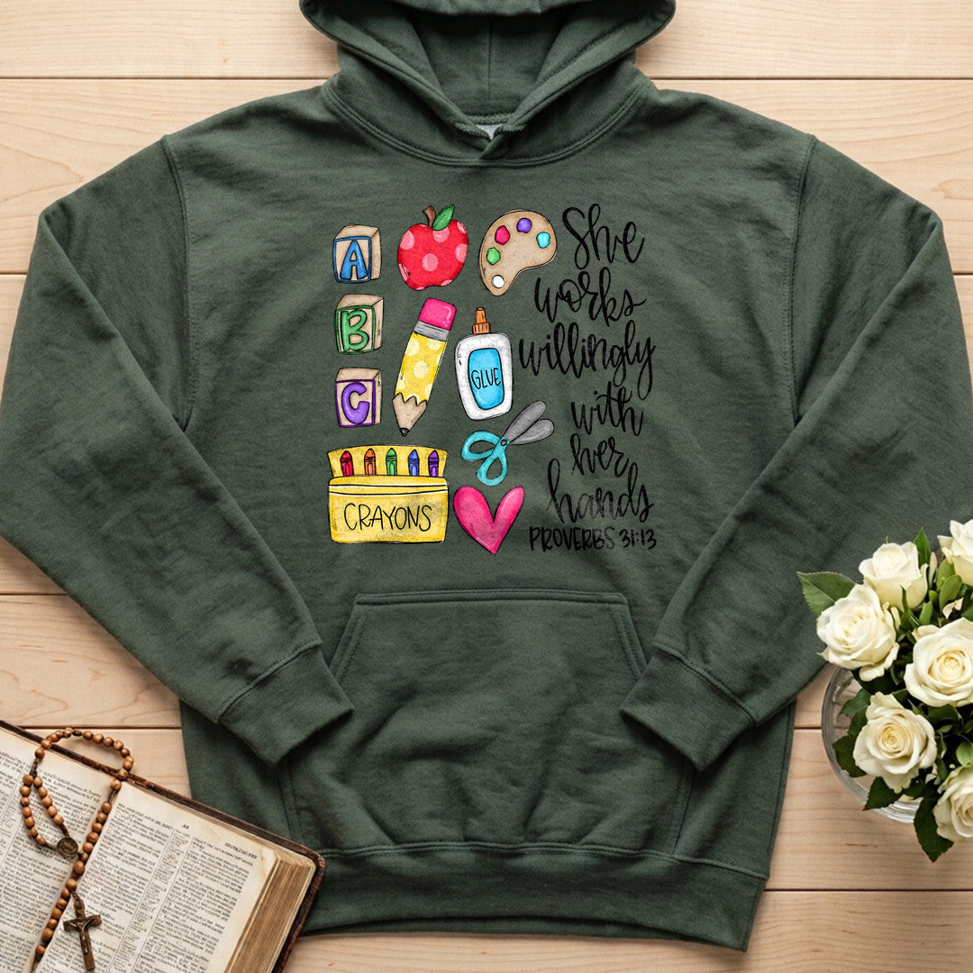 She Works Willingly With Her Hands Glue Crayons Proverbs 31.13 02